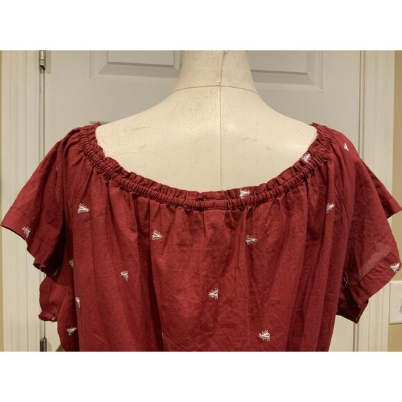 Intimately Free People Red & White Santorini Off-Shoulder Romper W/Tie, Size S - Picture 9 of 10